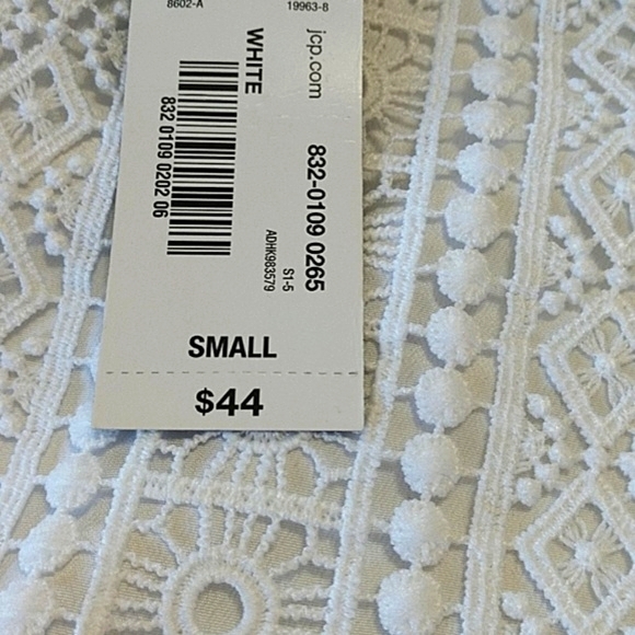 NEW Worthington White Top Blouse Pullover Cold Shoulder 3/4 Slve Crochet Lace Sm - Picture 8 of 8